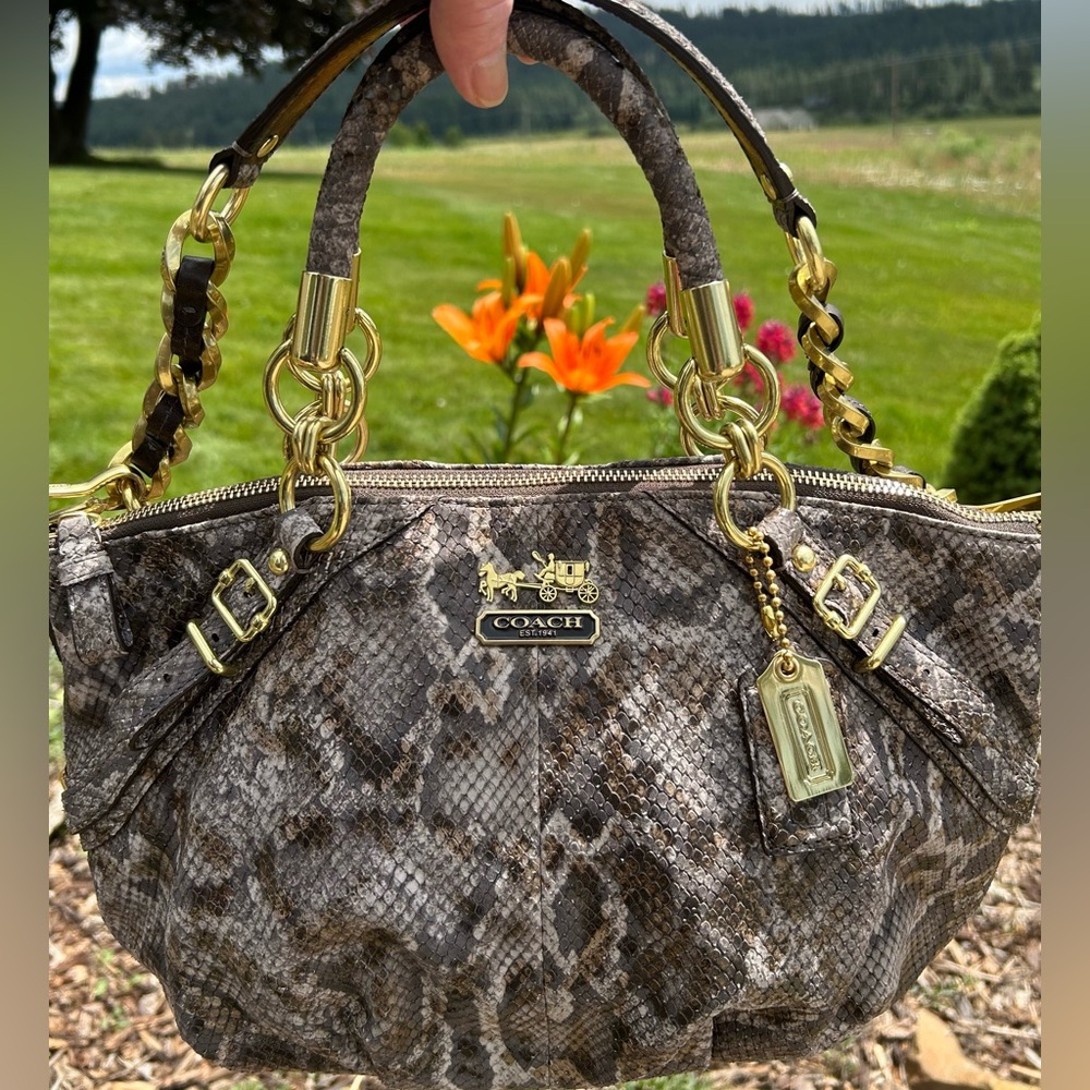 COACH Madison Sophia Python Embossed Leather Satchel/Shoulder Bag - Picture 5 of 17